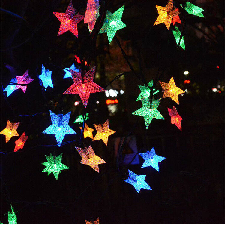 Solar Powered Waterproof Star Fairy String LED Lights