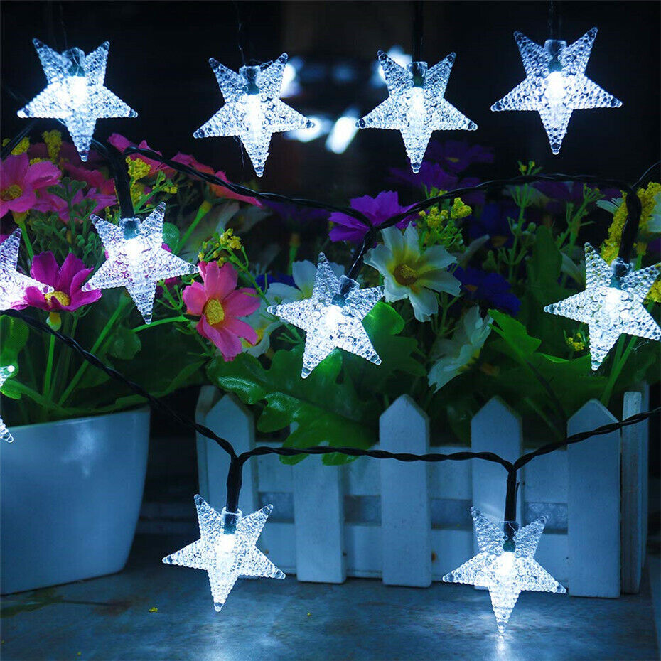 Solar Powered Waterproof Star Fairy String LED Lights