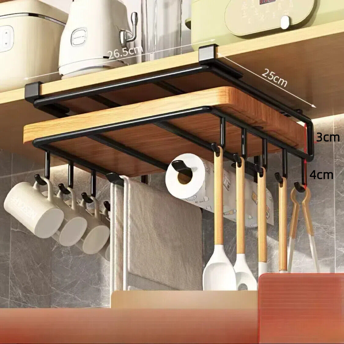 Under Shelf Storage Rack Home Kitchen Hanging Cabinet