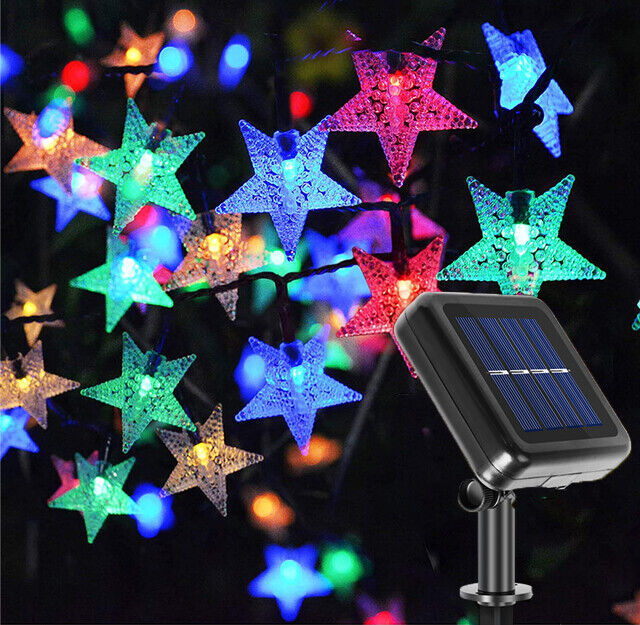 Solar Powered Waterproof Star Fairy String LED Lights