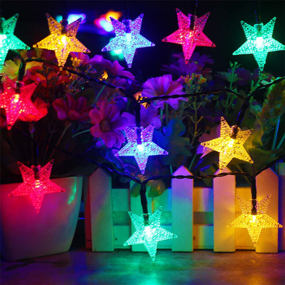 Solar Powered Waterproof Star Fairy String LED Lights