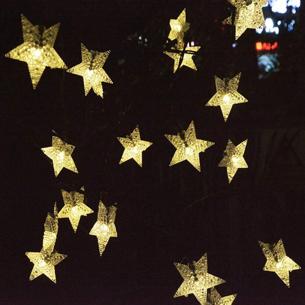 Solar Powered Waterproof Star Fairy String LED Lights