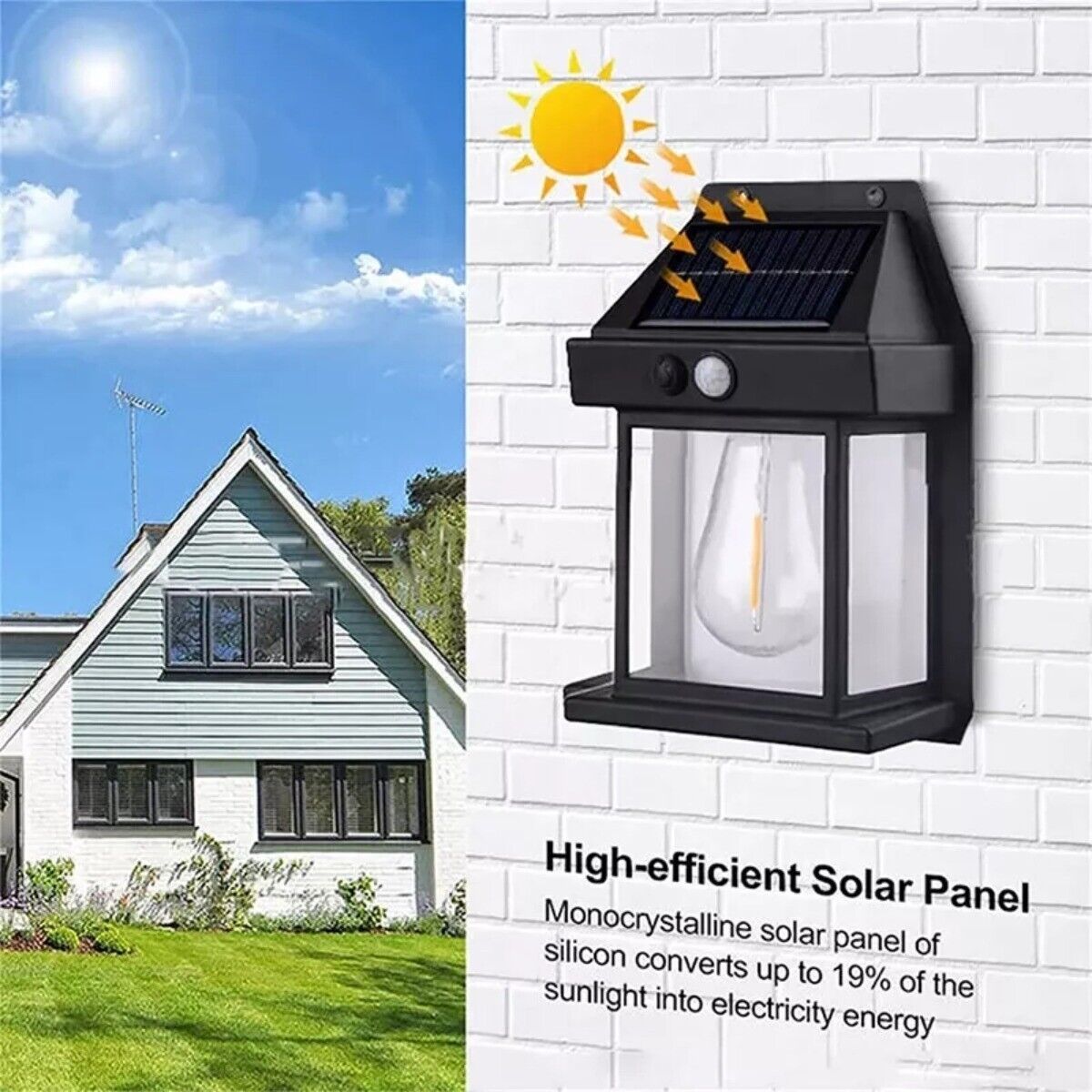 Solar Power PIR Motion Sensor Wall Lights LED Outdoor Garden Security Lamp